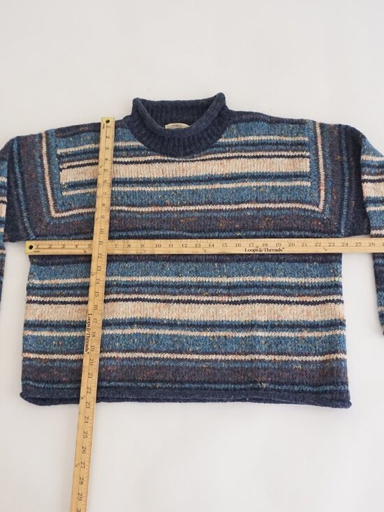 Vintage St John Bays Blue Stripe Sweater Coastal Chic Lagenlook Knit Texture XL - Picture 3 of 9